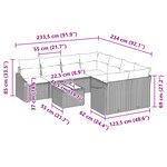 vidaXL Ensemble de canapé de jardin 9 pièces avec coussins gris clair poly rattan