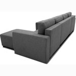 Canapé d'angle convertible panoramique PHAREL5/6 places - Tissu anthracite - Coffre de rangement - 297 x 155 x 85 cm