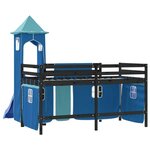 vidaXL Lit mezzanine enfants avec tour bleu 80x200cm bois pin massif