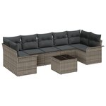 Ensemble de canapés de jardin vidaXL 8 pièces avec coussins en rotin synthétique gris