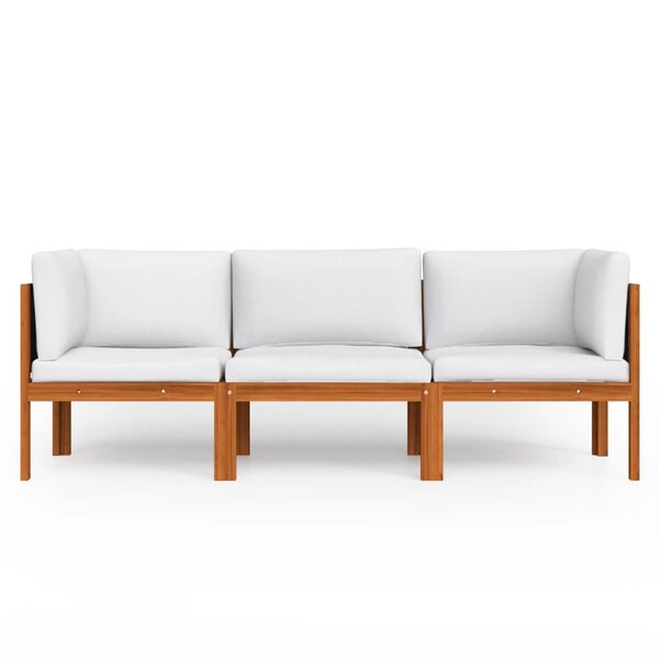 Canapé de jardin meuble extérieur à 3 places avec coussin bois d'acacia massif 02_0013247