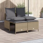 vidaXL Salon de jardin avec coussins 4 Pièces beige résine tressée