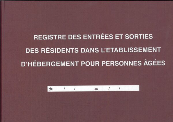 Registre des entrées / Sorties EHPAD 21 x29,7 cm horizontal 96p ELVE