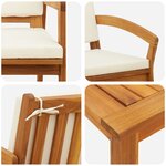 vidaXL Ensemble de Bistro 5 pièces avec coussins en bois d'acacia massif