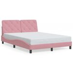 vidaXL Cadre de lit avec tête de lit Rose 140x200 cm Velours