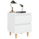 vidaXL Table de chevet avec pieds en pin Blanc brillant 40x35x50 cm