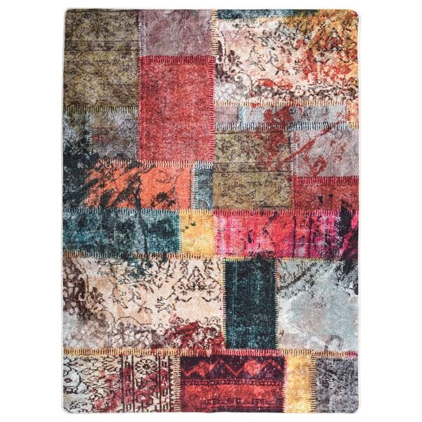 vidaXL Tapis lavable patchwork multicolore 120x170 cm antidérapant