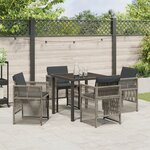 vidaXL Ensemble salle à manger jardin 5 pièces avec coussins Gris Poly Rattan