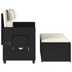 vidaXL Banc inclinable de jardin avec coussins noir résine tressée