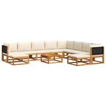 vidaXL Salon de jardin avec coussins 11 Pièces bois massif d'acacia