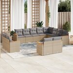 vidaXL Salon de jardin avec coussins 12 Pièces beige résine tressée