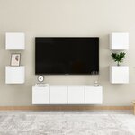 vidaXL Ensemble de meubles TV 6 Pièces Blanc brillant Bois d'ingénierie