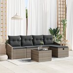 vidaXL Ensemble de canapé de jardin de 6 pièces avec coussins gris en poly rotin