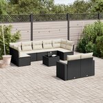 vidaXL Salon de jardin 10 Pièces avec coussins noir résine tressée