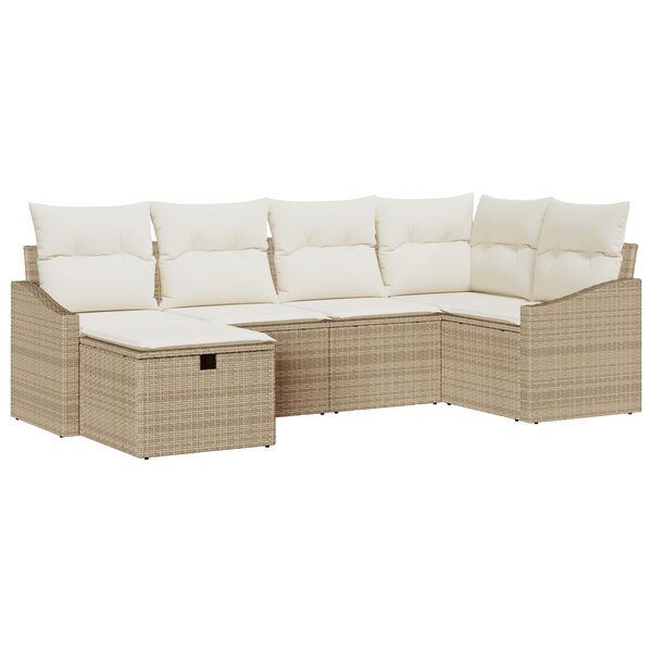 vidaXL Ensemble de Canapés de Jardin 6 Pièces avec Coussins Beige Rotin Synthétique