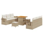 Ensemble de 9 Canapés de Jardin vidaXL avec Coussins Beiges en Rotin Poly