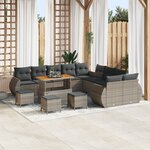 Set de 14 pièces de canapé de jardin avec coussins Gris Rotin Poly Acacia