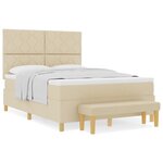 vidaXL Lit à Ressorts avec Matelas & Banc Crème 140x200 cm Tissu
