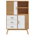 vidaXL Buffet haut OLDEN blanc marron 85x43x125 cm bois massif de pin