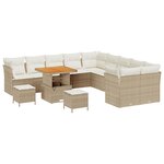 vidaXL Ensemble de canapés de jardin 13 pièces avec coussins Beige Poly Rattan