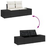 Ensemble de canapé de jardin 9 pièces avec coussins poly rattan noir acacia