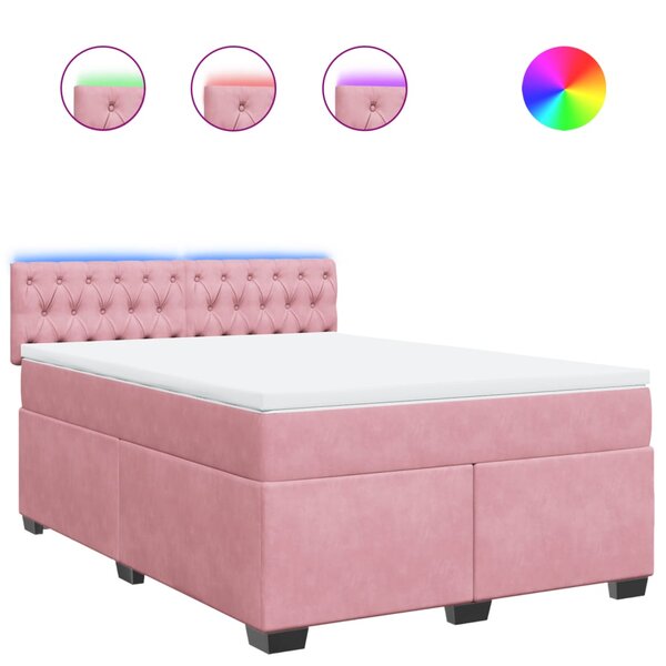 vidaXL Sommier à lattes de lit avec matelas Rose 160x200 cm Velours
