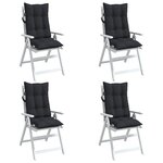 vidaXL Coussins de chaise à dossier haut lot de 4 noir tissu oxford