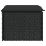 vidaXL Tabouret de jardin avec coussin noir 55x55x37 cm résine tressée