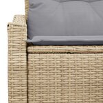 Canapé de jardin 2 places vidaXL avec coussins Beige en poly rotin
