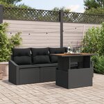 vidaXL Ensemble de canapé de jardin 5 pièces avec coussins en poly rattan noir