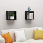 vidaXL Étagères cube murales 2 Pièces noir 30x15x30 cm