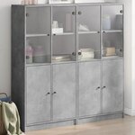 vidaXL Bibliothèque avec portes gris béton 136x37x142 cm