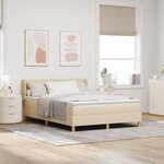 Lit avec sommier vidaXL crème 160x200 cm en tissu
