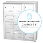 Bloc collectif Leabox  3x4  grade 3  simple face  extérieur  fixation murale  blanc neige ral 9016 finition brillante