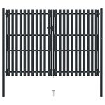 vidaXL Portail de clôture à double porte Acier 306x250 cm Anthracite
