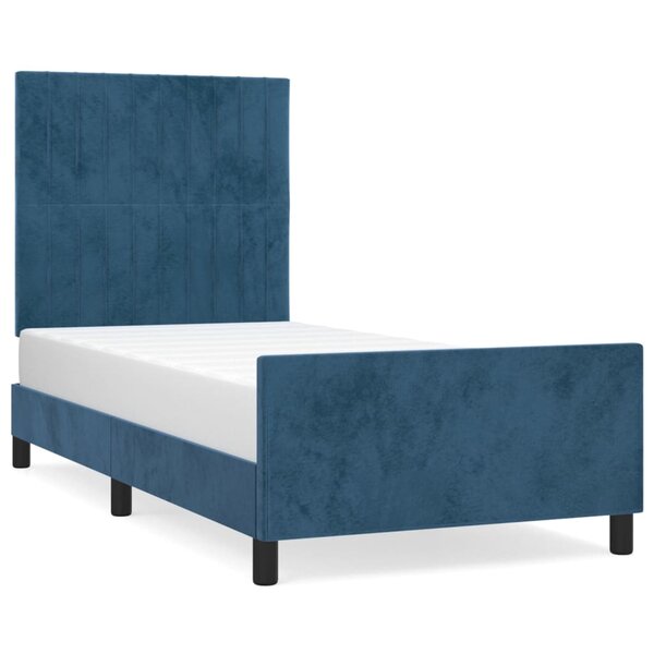 vidaXL Cadre de lit avec tête de lit Bleu foncé 100x200 cm Velours
