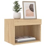 vidaXL Table de chevet murale avec lumières LED chêne sonoma