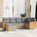 vidaXL Salon de jardin avec coussins 6 Pièces beige résine tressée
