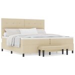 vidaXL Lit Box Spring avec Matelas & Banc Crème 200x200 cm Tissu
