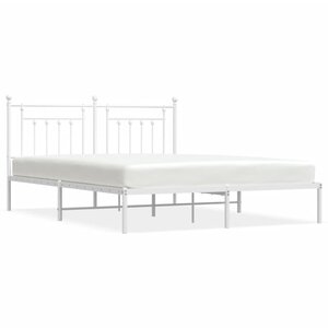 vidaXL Cadre de lit métal sans matelas et tête de lit blanc 160x200 cm