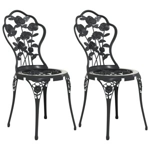 vidaXL Chaises de bistro 2 Pièces Aluminium coulé Noir