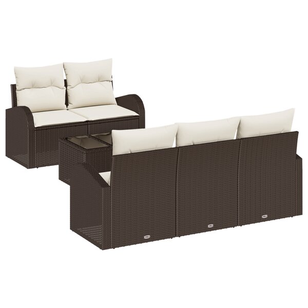 vidaXL Ensemble de 6 Pièces de Canapés de Jardin avec Coussins Marron Poly Rotin