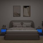 vidaXL Tables de chevet murales avec lumières LED 2 Pièces sonoma gris