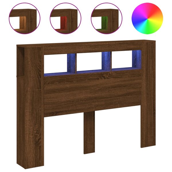 vidaXL Tête de lit à LED chêne marron 140x18 5x103 5cm bois ingénierie