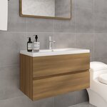 vidaXL Meuble lavabo avec bassin intégré Chêne brun Bois d'ingénierie