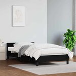 vidaXL Cadre de lit avec tête de lit sans matelas noir 90x200 cm