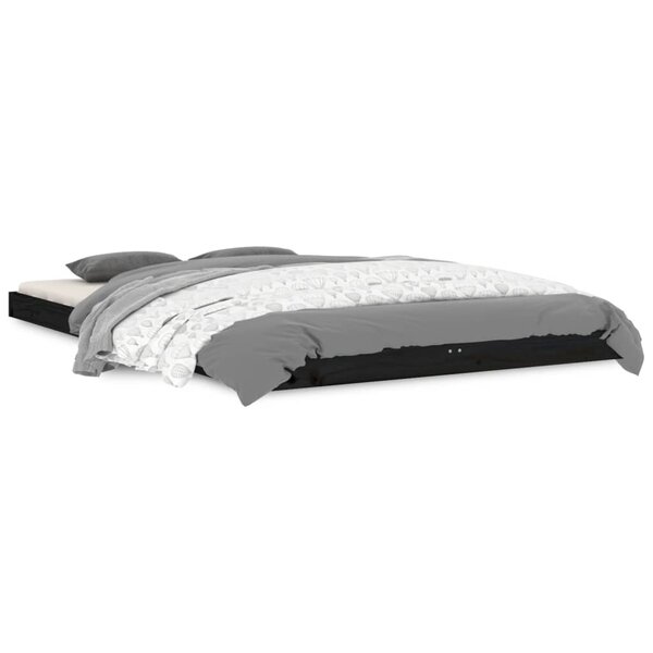 vidaXL Cadre de lit sans matelas noir 120x190 cm bois de pin massif