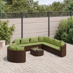 vidaXL Salon de jardin 10 Pièces avec coussins marron résine tressée