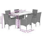 vidaXL Ensemble à manger de jardin et coussins 7 Pièces noir rotin acacia