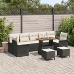 Ensemble de canapé de jardin vidaXL 10 pièces avec coussins en poly rotin noir acacia